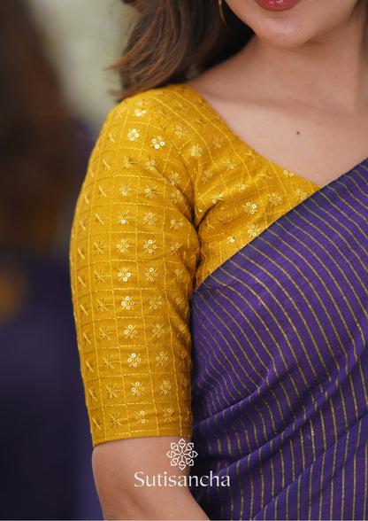 Dhiyona SS Sutisancha purple Stripe cotton Saree designer work Blouse