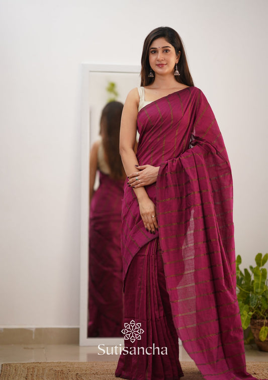 Dhiyona SS Sutisancha Queen Pink Dual Zari Stripe Saree