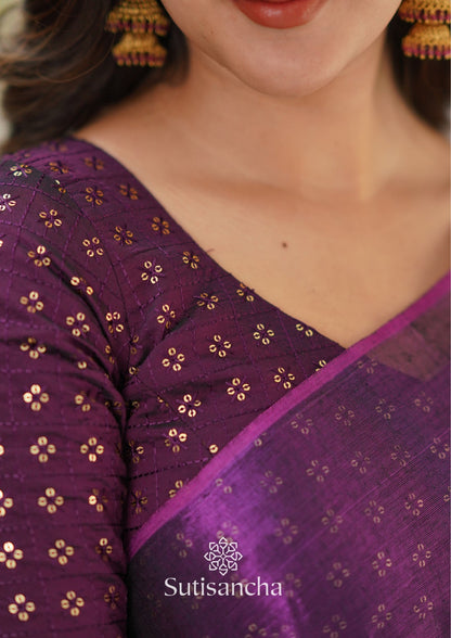 Dhiyona SS Sutisancha Purple Handloom Tissue Saree With Designer Blouse