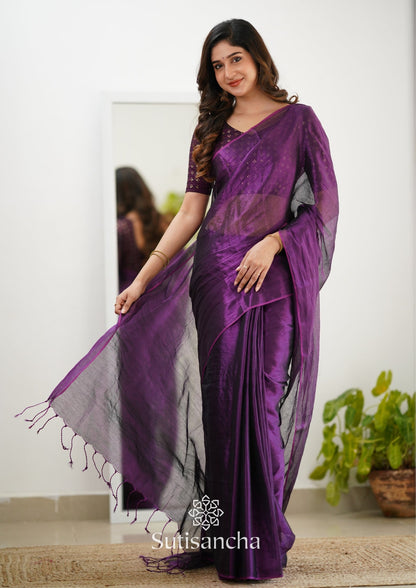 Dhiyona SS Sutisancha Purple Handloom Tissue Saree With Designer Blouse