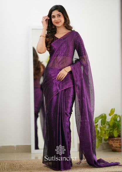 Dhiyona SS Sutisancha Purple Handloom Tissue Saree With Designer Blouse