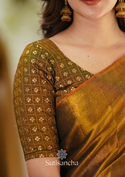 Dhiyona SS Sutisancha Metallic Gold Handloom Tissue Saree With Designer Blouse