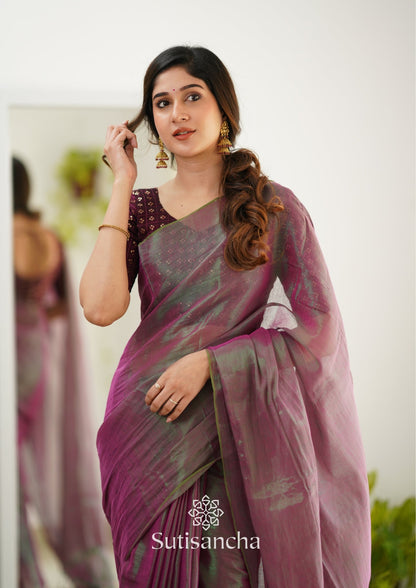 Dhiyona SS Sutisancha Onionpink Handloom Tissue Saree With Designer Blouse