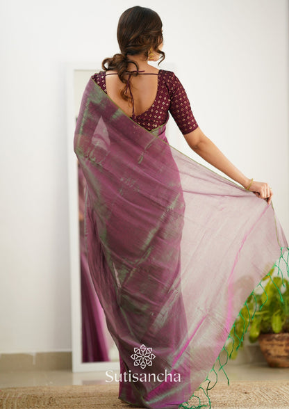 Dhiyona SS Sutisancha Onionpink Handloom Tissue Saree With Designer Blouse