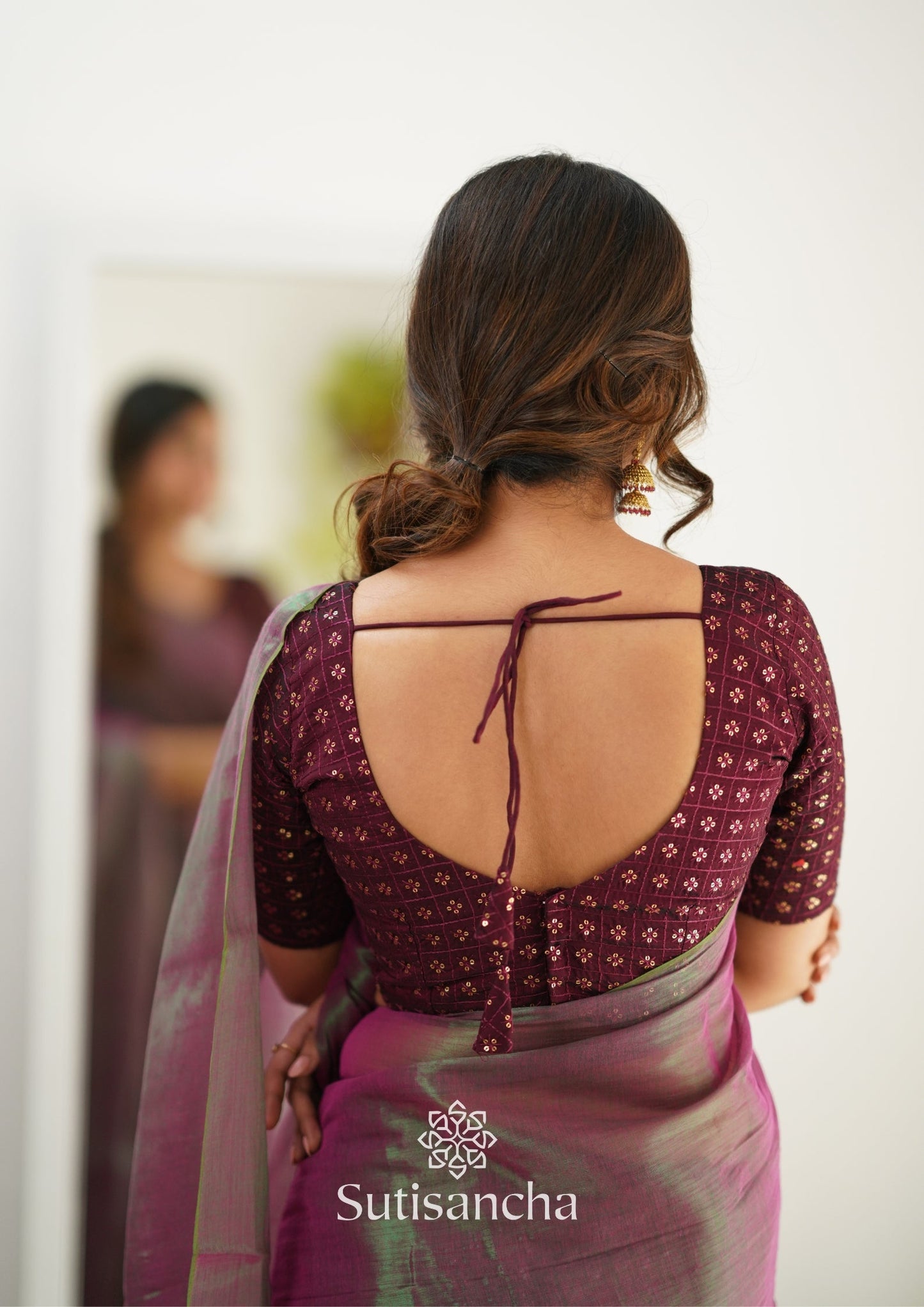 Dhiyona SS Sutisancha Onionpink Handloom Tissue Saree With Designer Blouse
