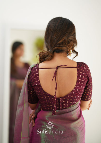 Dhiyona SS Sutisancha Onionpink Handloom Tissue Saree With Designer Blouse