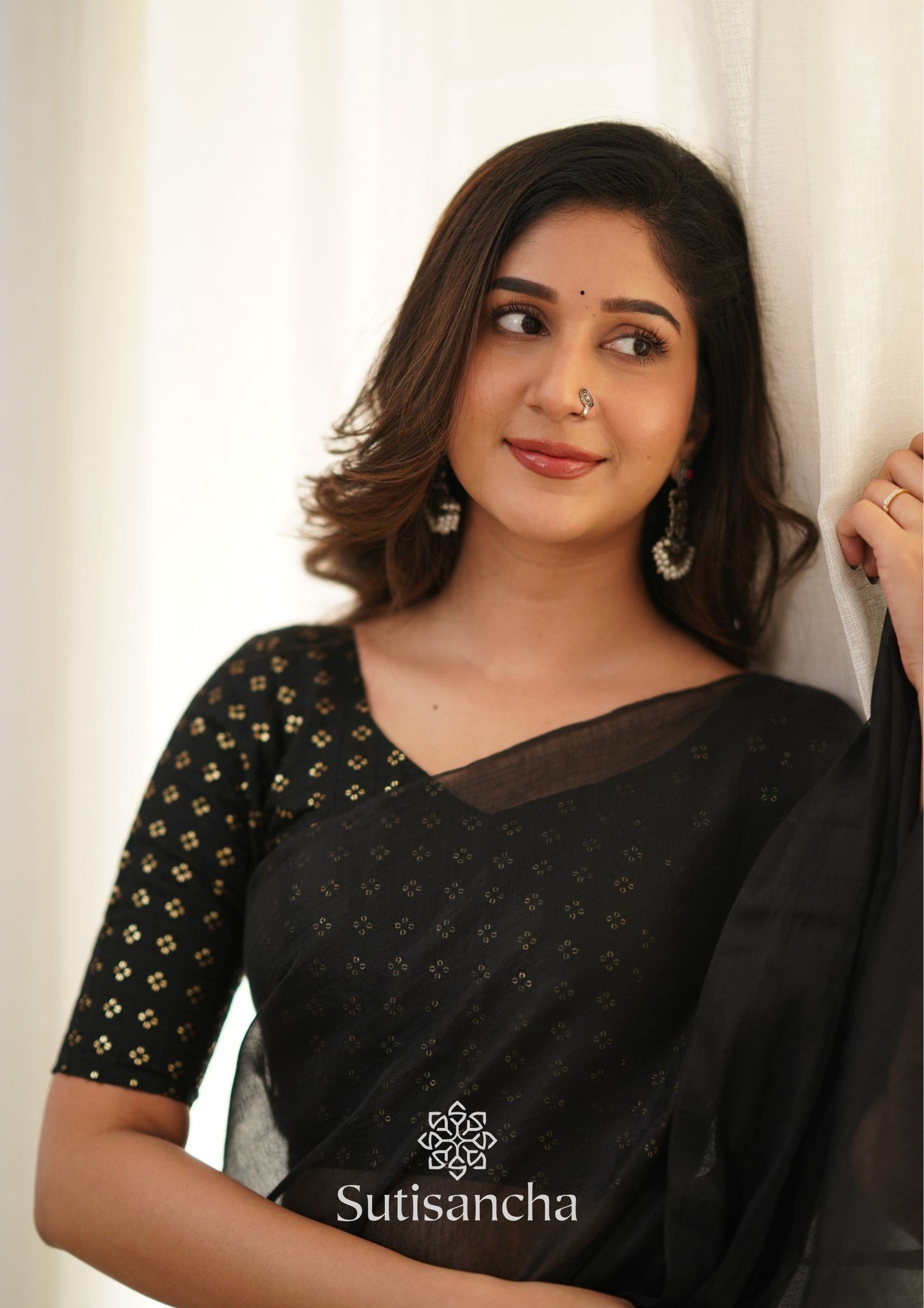 Dhiyona SS Sutisancha Black Handloom Tissue Saree With Designer Blouse