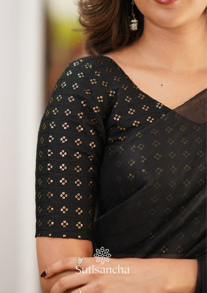 Dhiyona SS Sutisancha Black Handloom Tissue Saree With Designer Blouse