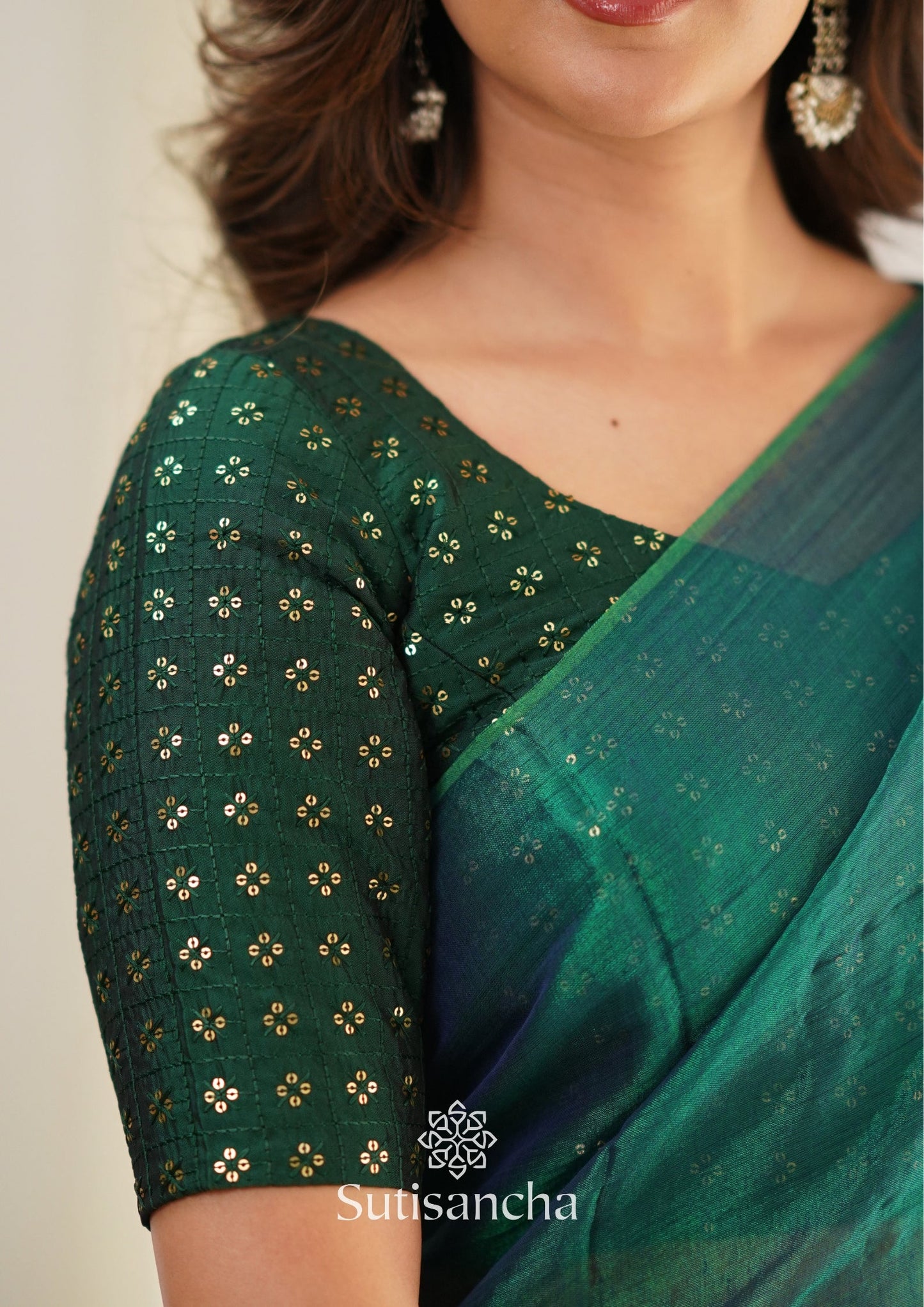 Dhiyona SS Sutisancha Rama Handloom Tissue Saree With Designer Blouse
