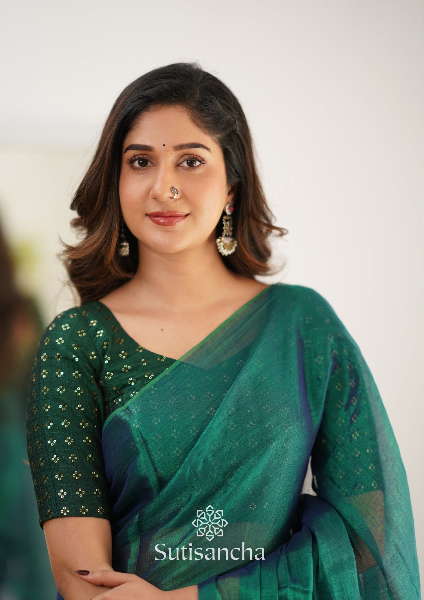 Dhiyona SS Sutisancha Rama Handloom Tissue Saree With Designer Blouse
