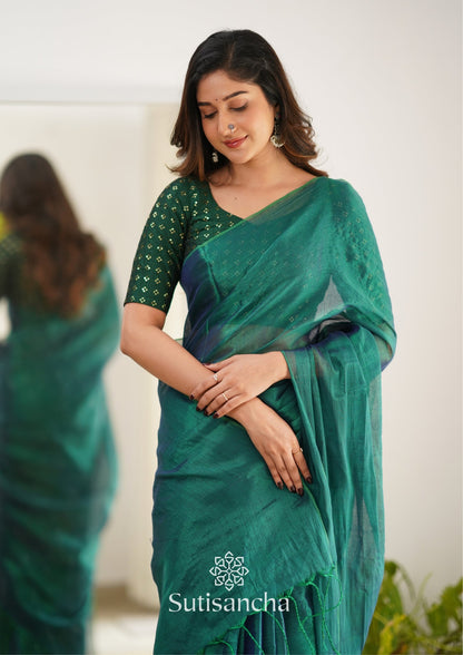 Dhiyona SS Sutisancha Rama Handloom Tissue Saree With Designer Blouse
