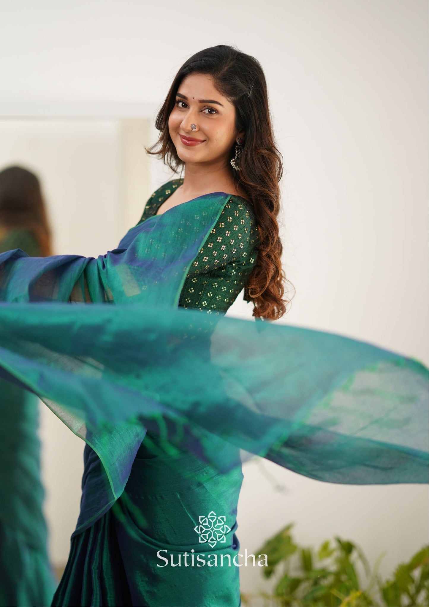Dhiyona SS Sutisancha Rama Handloom Tissue Saree With Designer Blouse