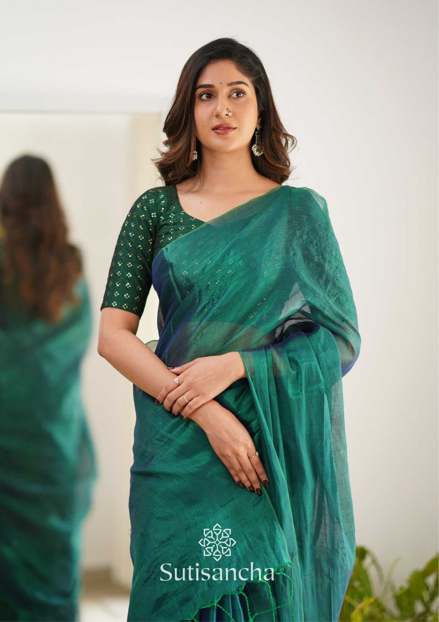 Dhiyona SS Sutisancha Rama Handloom Tissue Saree With Designer Blouse