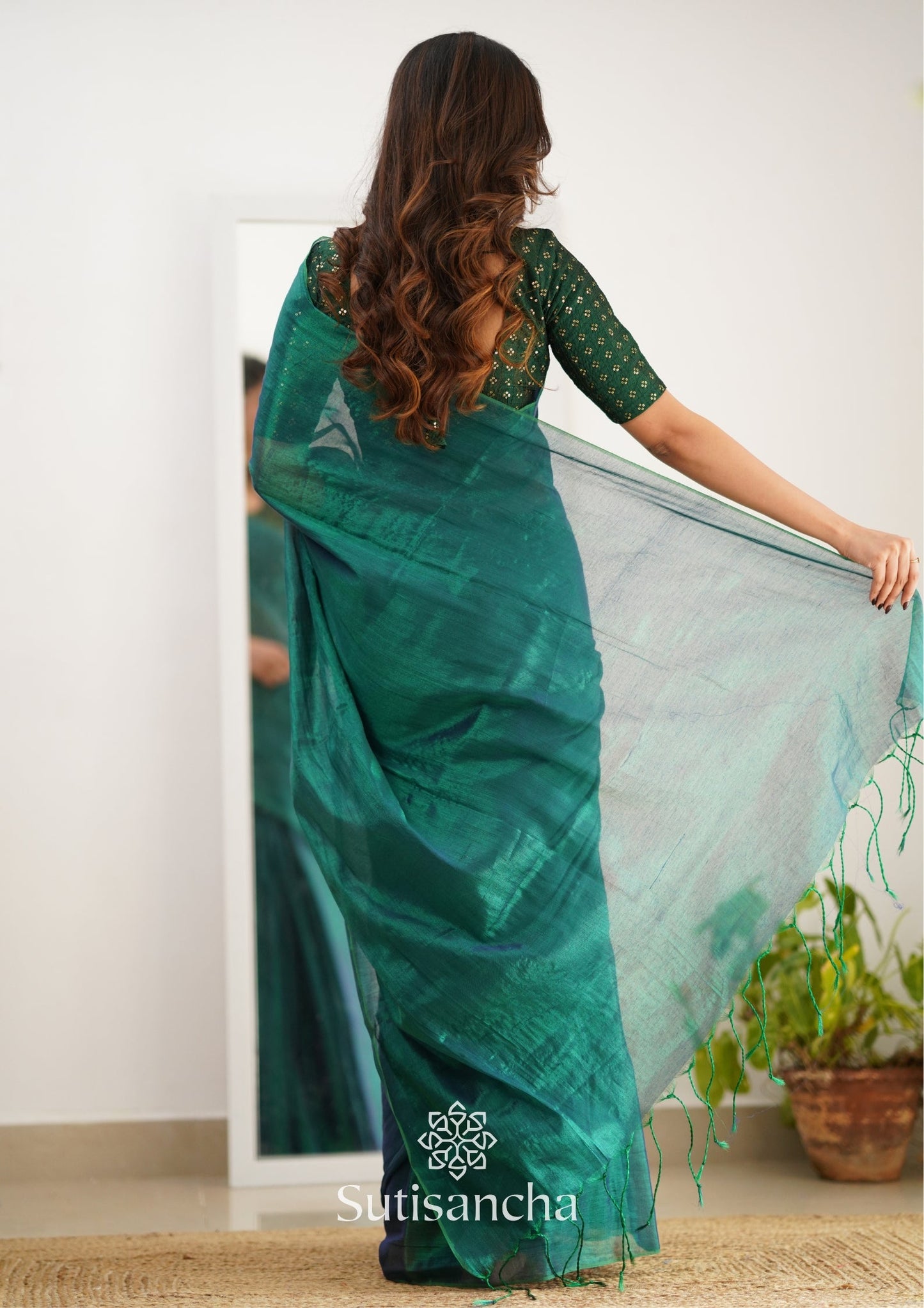 Dhiyona SS Sutisancha Rama Handloom Tissue Saree With Designer Blouse