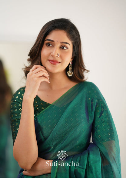 Dhiyona SS Sutisancha Rama Handloom Tissue Saree With Designer Blouse