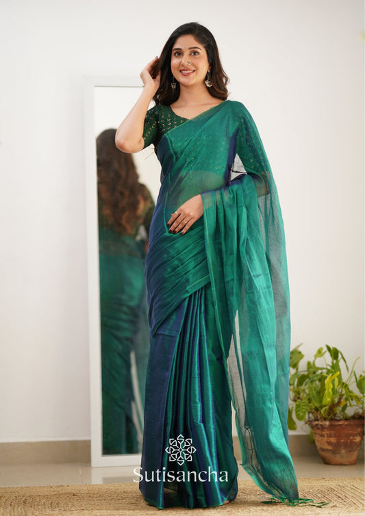 Dhiyona SS Sutisancha Rama Handloom Tissue Saree With Designer Blouse