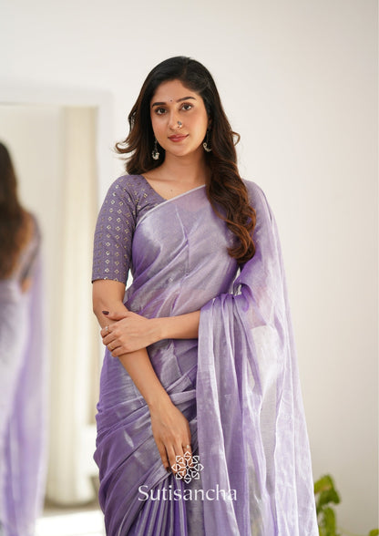 Dhiyona SS Sutisancha Lavender Handloom Tissue Saree With Designer Blouse