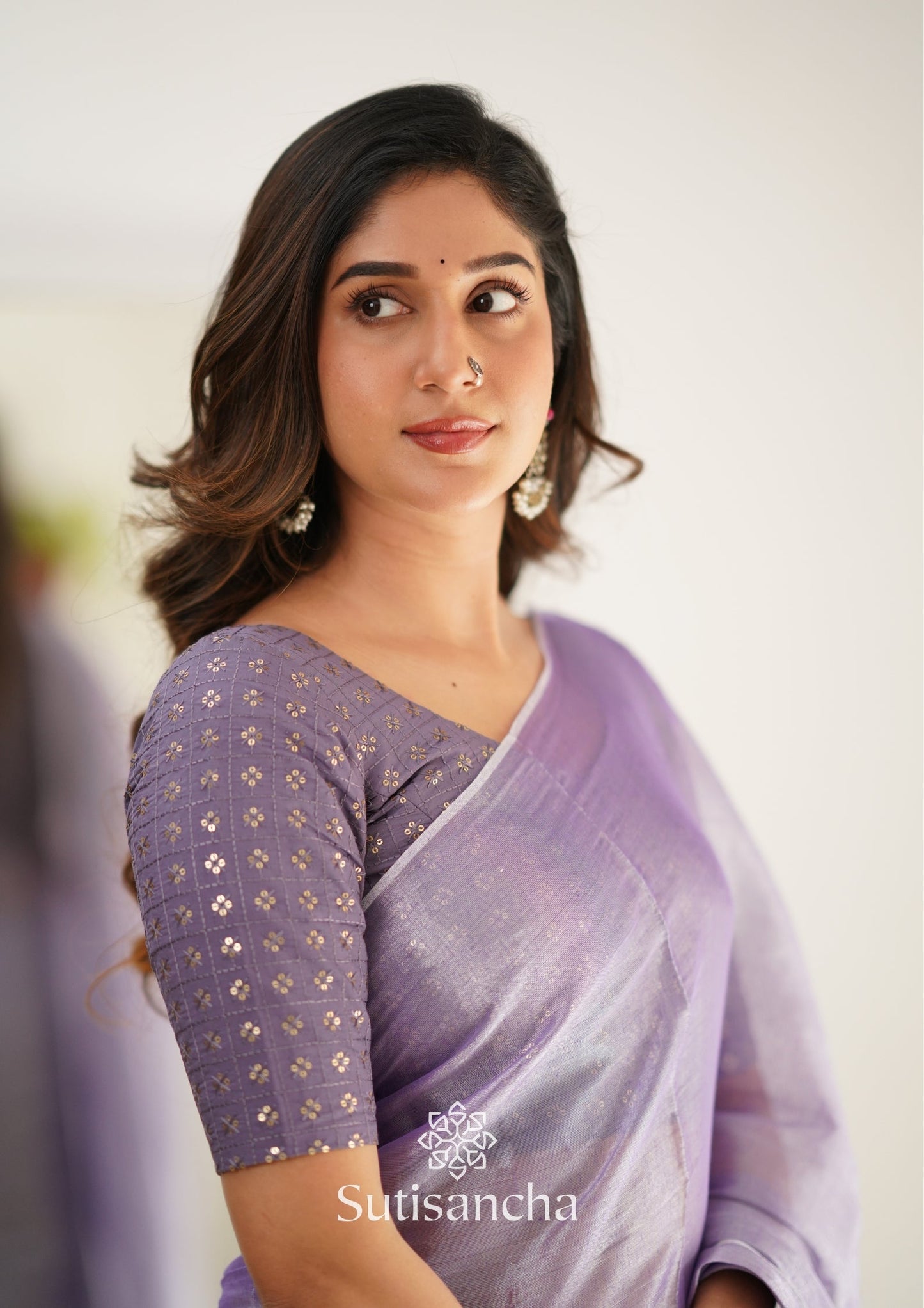 Dhiyona SS Sutisancha Lavender Handloom Tissue Saree With Designer Blouse