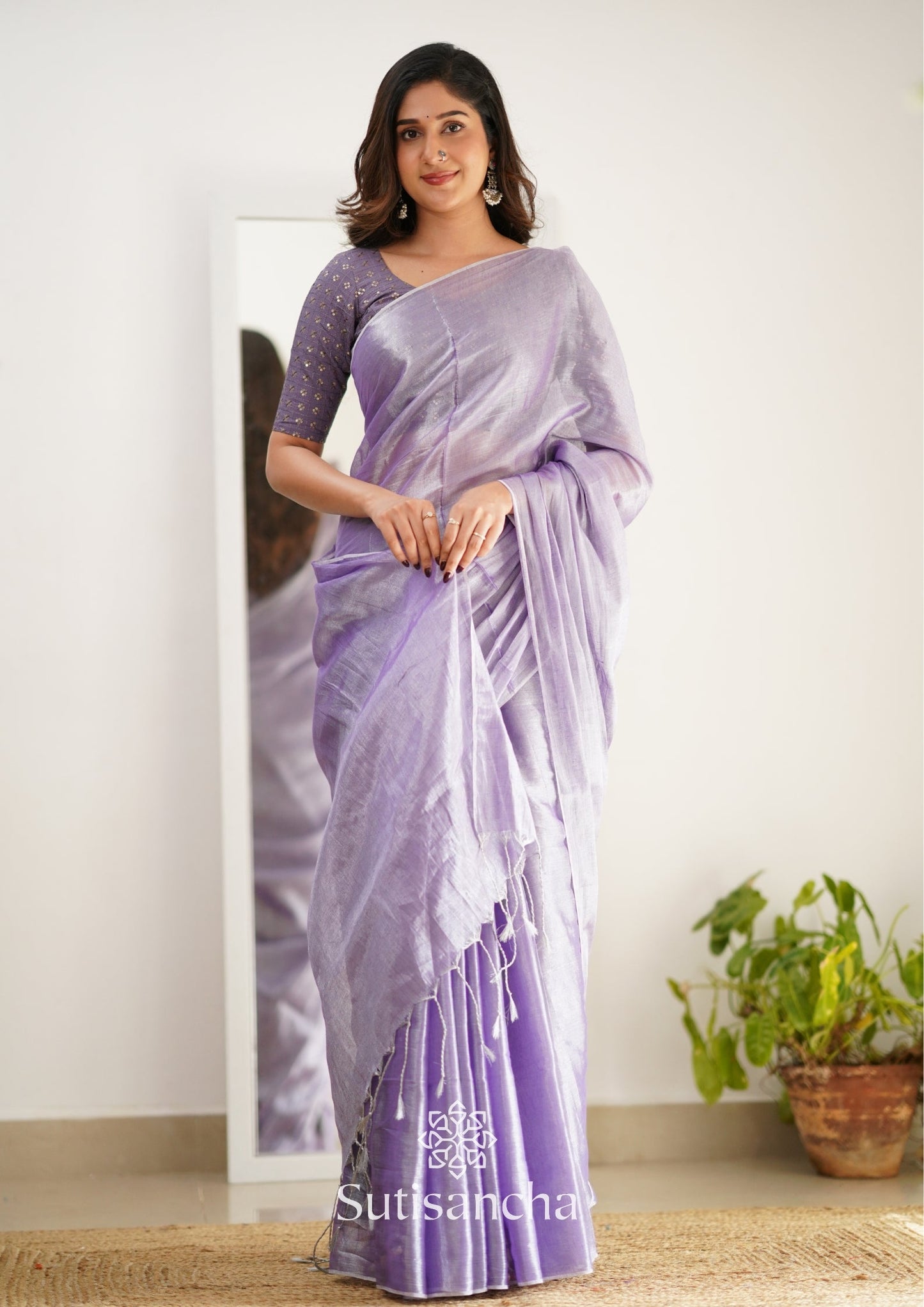 Dhiyona SS Sutisancha Lavender Handloom Tissue Saree With Designer Blouse