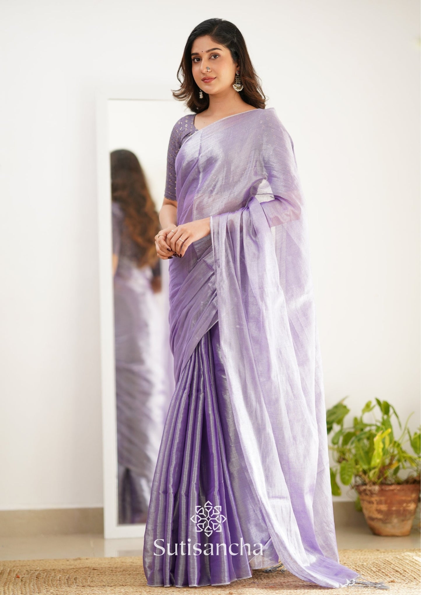 Dhiyona SS Sutisancha Lavender Handloom Tissue Saree With Designer Blouse