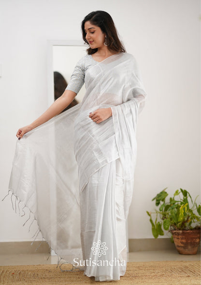 Dhiyona SS Sutisancha White Handloom Tissue Saree With Designer Blouse