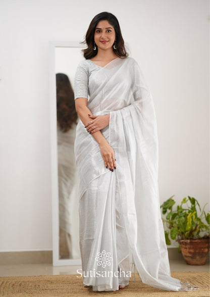Dhiyona SS Sutisancha White Handloom Tissue Saree With Designer Blouse