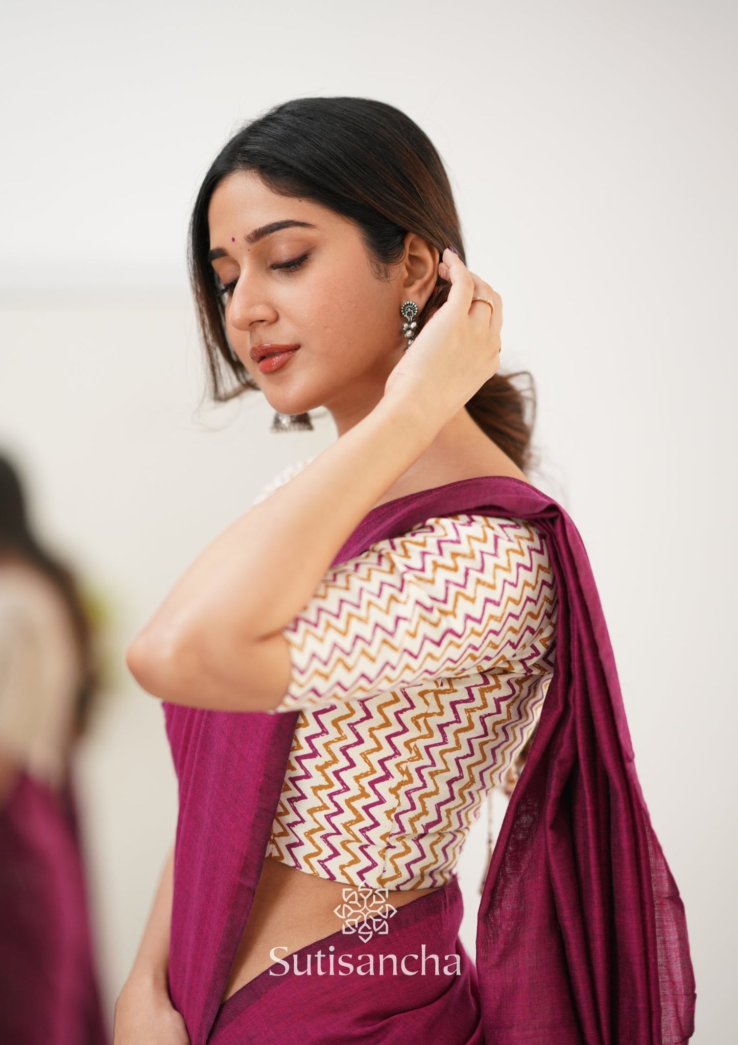 Dhiyona SS Sutisancha Queenpink Handloom Cotton Saree With Designer Blouse