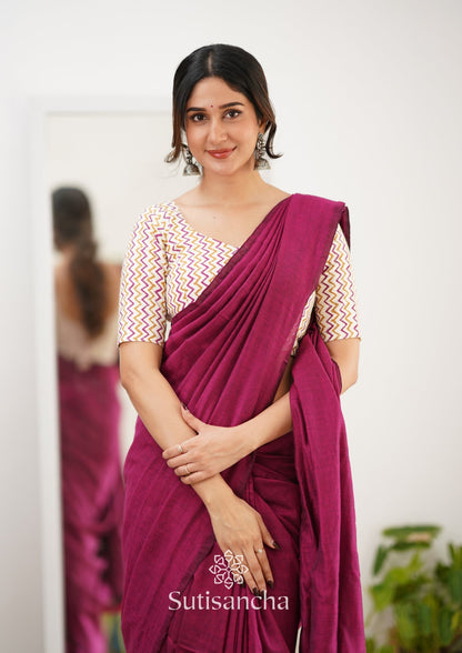 Dhiyona SS Sutisancha Queenpink Handloom Cotton Saree With Designer Blouse