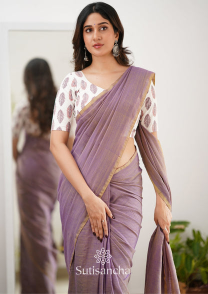 Dhiyona SS Sutisancha Onion Handloom Cotton Saree With Designer Blouse