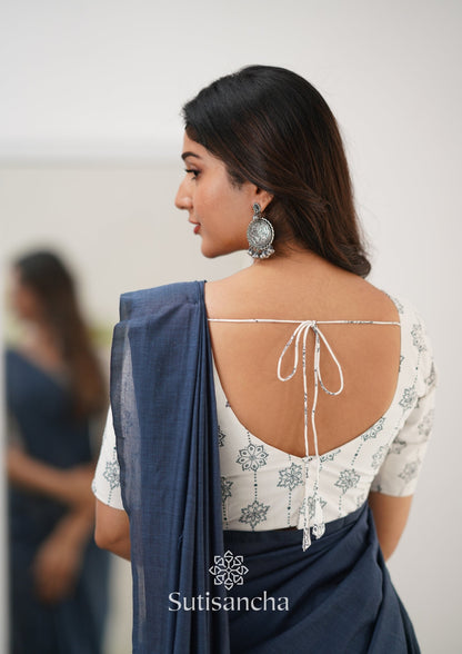 Dhiyona SS Sutisancha Gray Handloom Cotton Saree With Designer Blouse