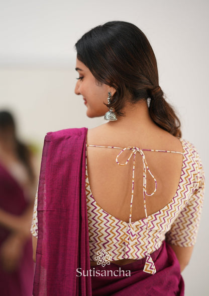 Dhiyona SS Sutisancha Queenpink Handloom Cotton Saree With Designer Blouse