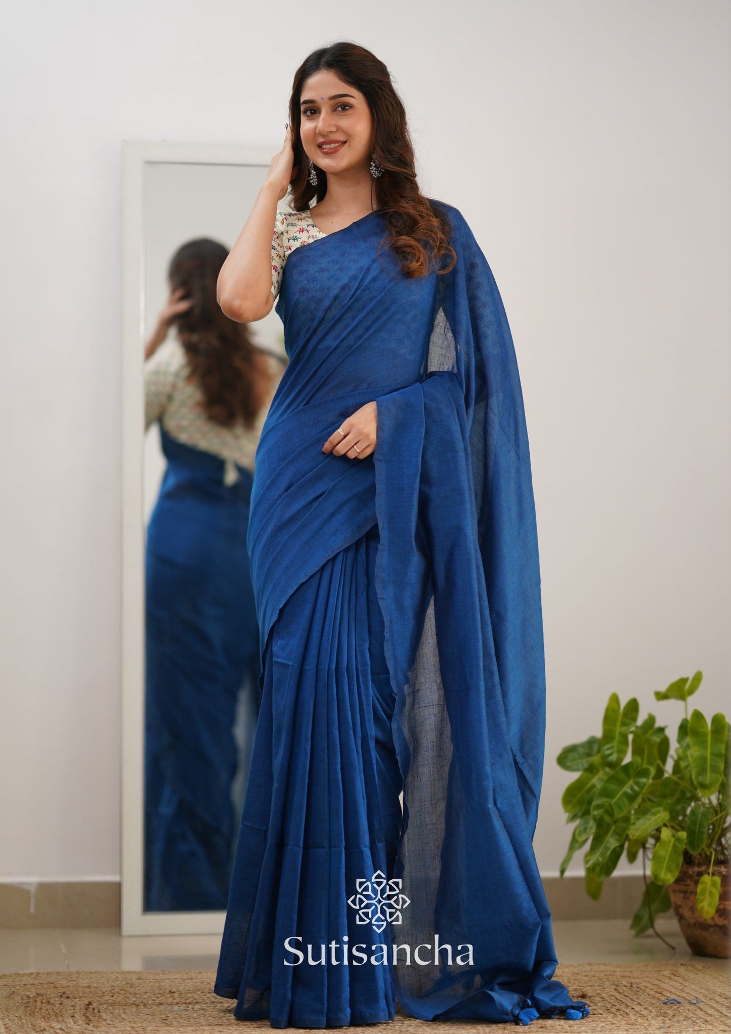 Dhiyona SS Sutisancha Indigo Handloom Cotton Saree & Designer Blouse