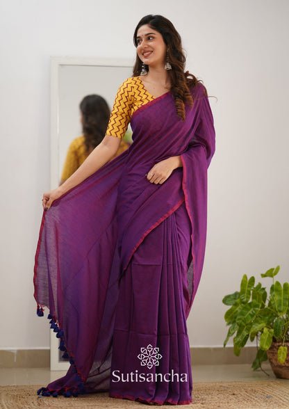 Dhiyona SS Sutisancha Dualtone Purple Handloom Cotton Saree