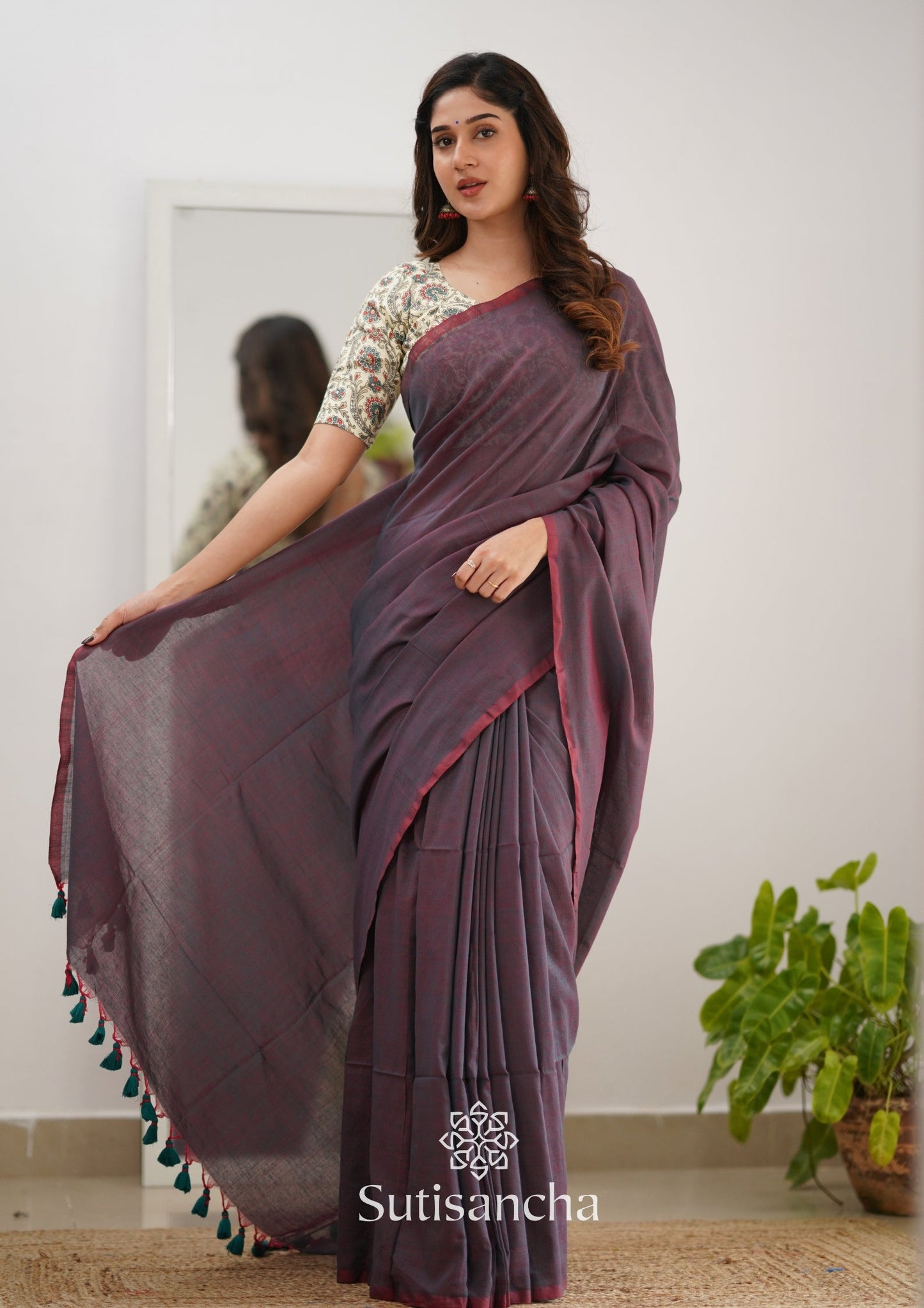 Dhiyona SS Sutisancha Dual Tone Rama With Cotton Blouse