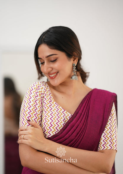 Dhiyona SS Sutisancha Queenpink Handloom Cotton Saree With Designer Blouse
