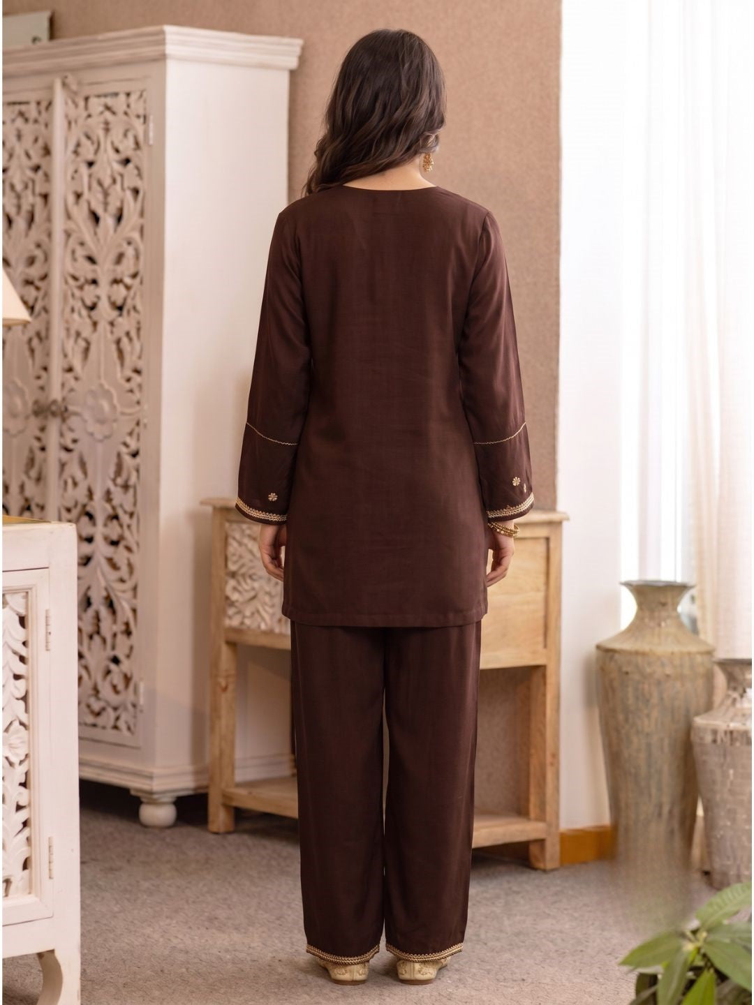 Karen Choccy Embroidery Cotton Co-ord Set