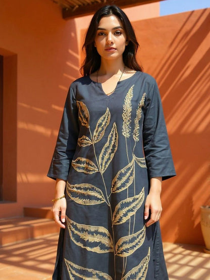Women Ethnic Motifs Embroidered Thread Work Pure Cotton Kurta with Palazzo