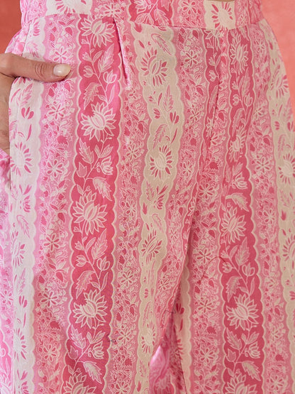 Printed Pure Cotton V-Neck Kurta Sets