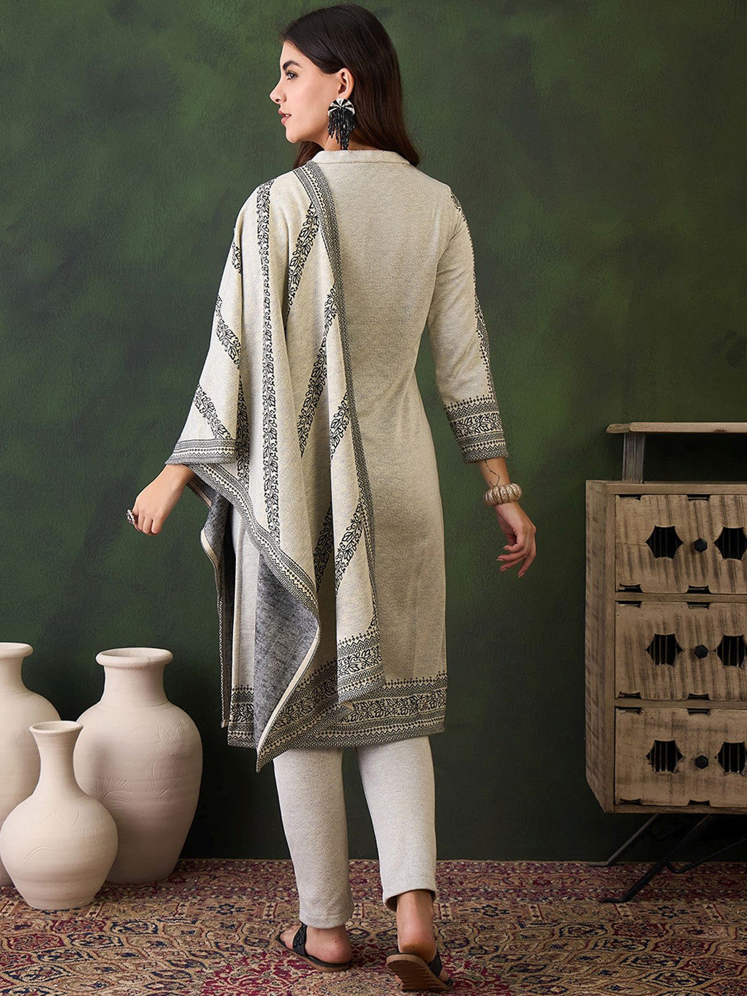 Self Design Straight Kurta & Trouser With Dupatta