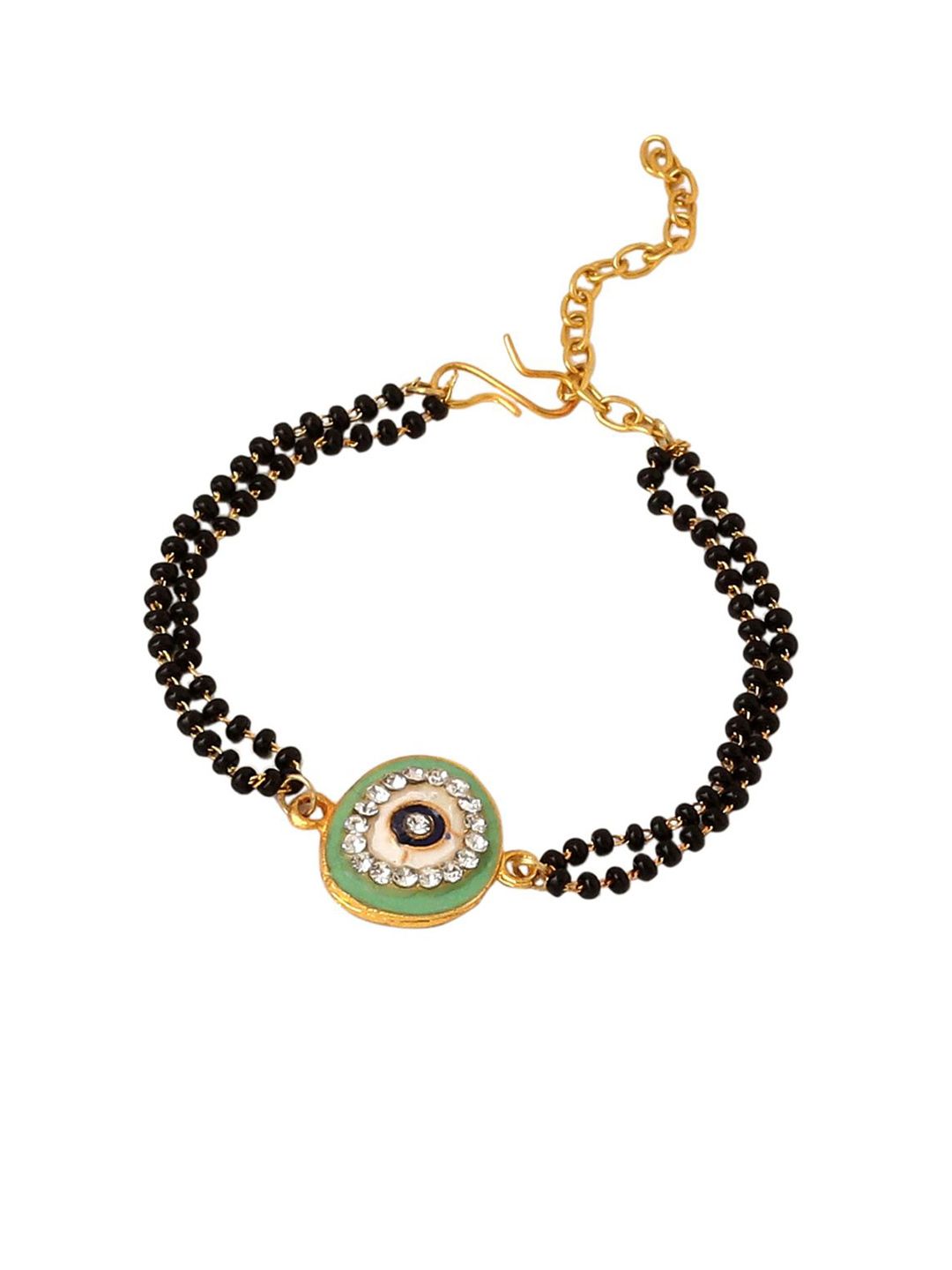 Dhiyona Set Of 2 Green Round Shape Artificial Stones Bhaiya Bhabhi Rakhi With Roli Chawal