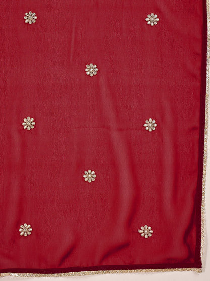 Dhiyona SN Georgette Zari Sequence Embroidered Kurta With Palazzos And Dupatta