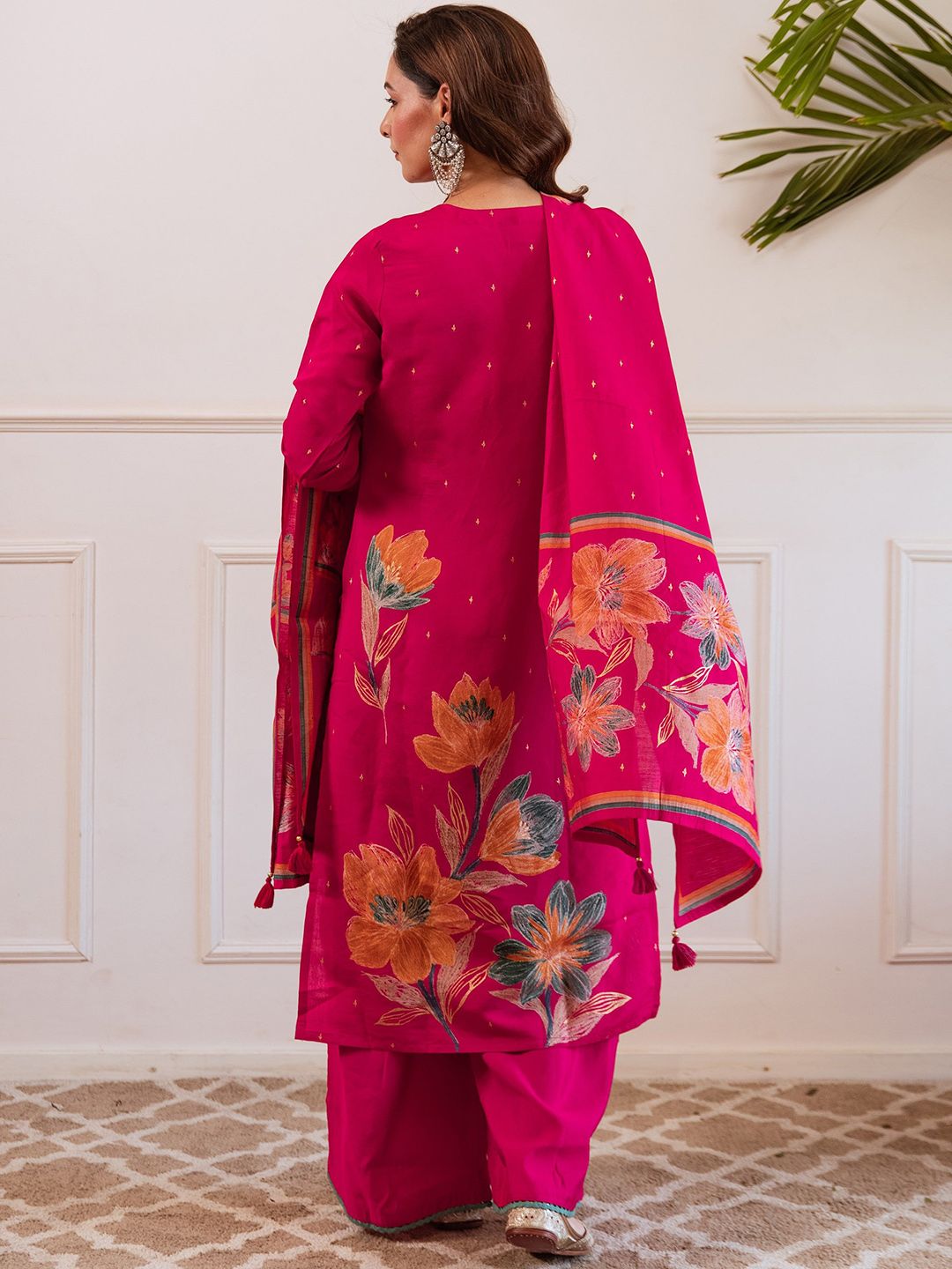 Dhiyona SN Women Floral Embroidered Kurta with Palazzo & Dupatta