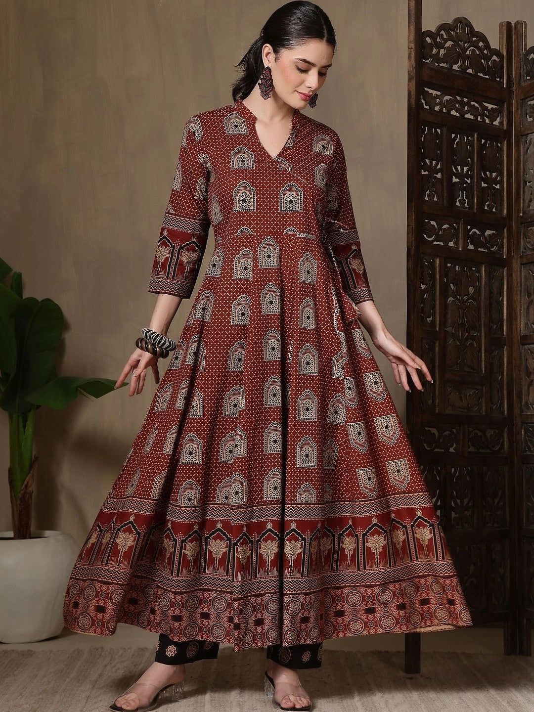 Women Ethnic Motifs Printed Regular Pure Cotton Kurta with Trousers & With Dupatta