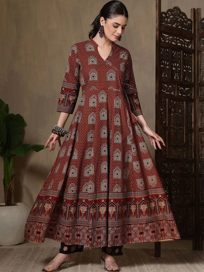 Women Ethnic Motifs Printed Regular Pure Cotton Kurta with Trousers & With Dupatta