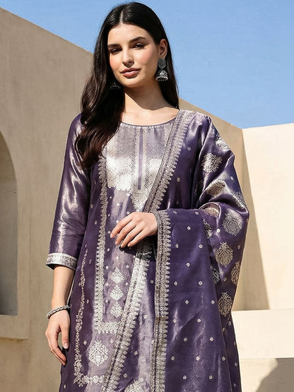 Women Ethnic Motifs Regular Kurta with Trousers & With Dupatta