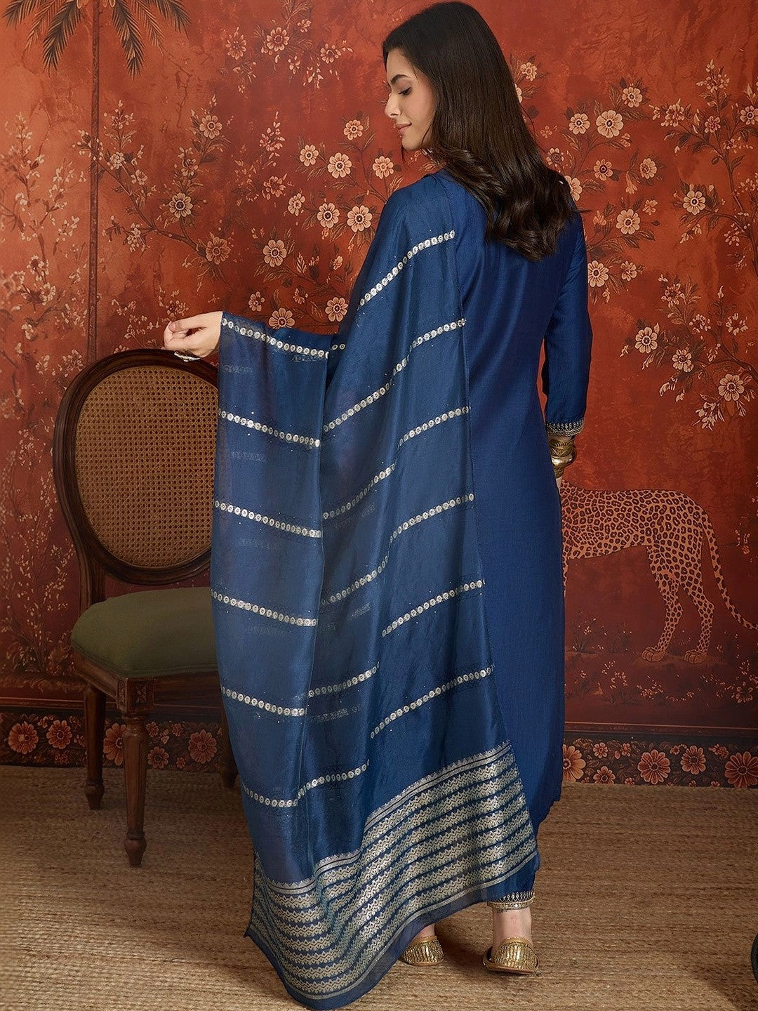 Women Ethnic Motifs Embroidered Regular Kurta with Trousers & With Dupatta