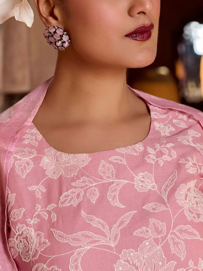 Dhiyona WP Women Floral Printed Cotton Kurta with Trousers & Dupatta