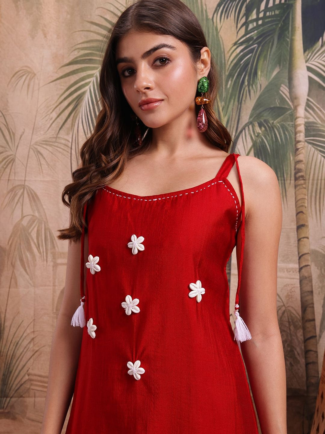 Embroidered Silk Scoop Neck Kurta & Palazzos