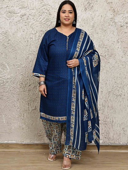 Dhiyona KL Women Plus Size Floral Printed Kurta with Palazzos & Dupatta