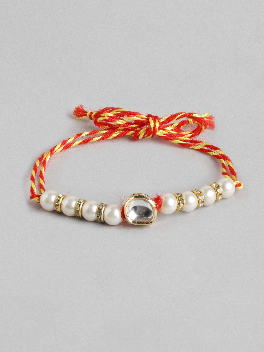 Dhiyona Unisex Set of 2 Beaded Bhai Bhabhi Rakhis With Roli & Chawal